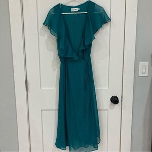 Medium Blue Ruffle Wrap Dress